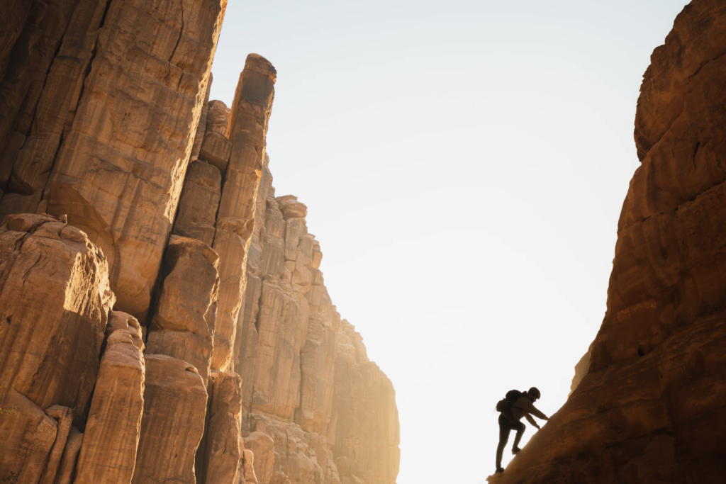 Man climbing rock